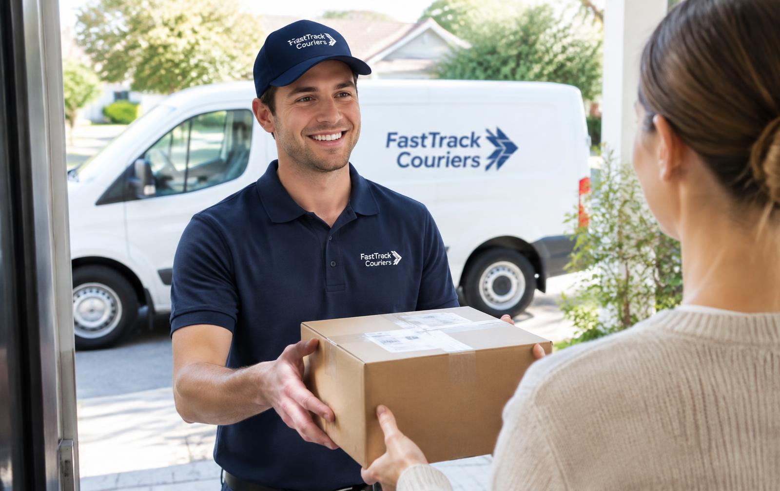 Courier delivering a parcel